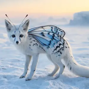 Arctic fox + Butterfly